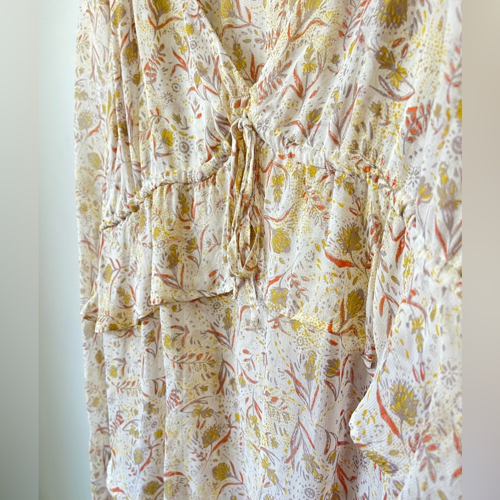 SOLD Free People Uptown Bell Sleeve Blouse Sheer Floral - Picture 4 of 12